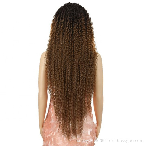 Long Curly Blonde Ombre Kinky Curl Lace Front Wig Heat Resistant Fiber Synthetic hair Lace Wigs For Black Women